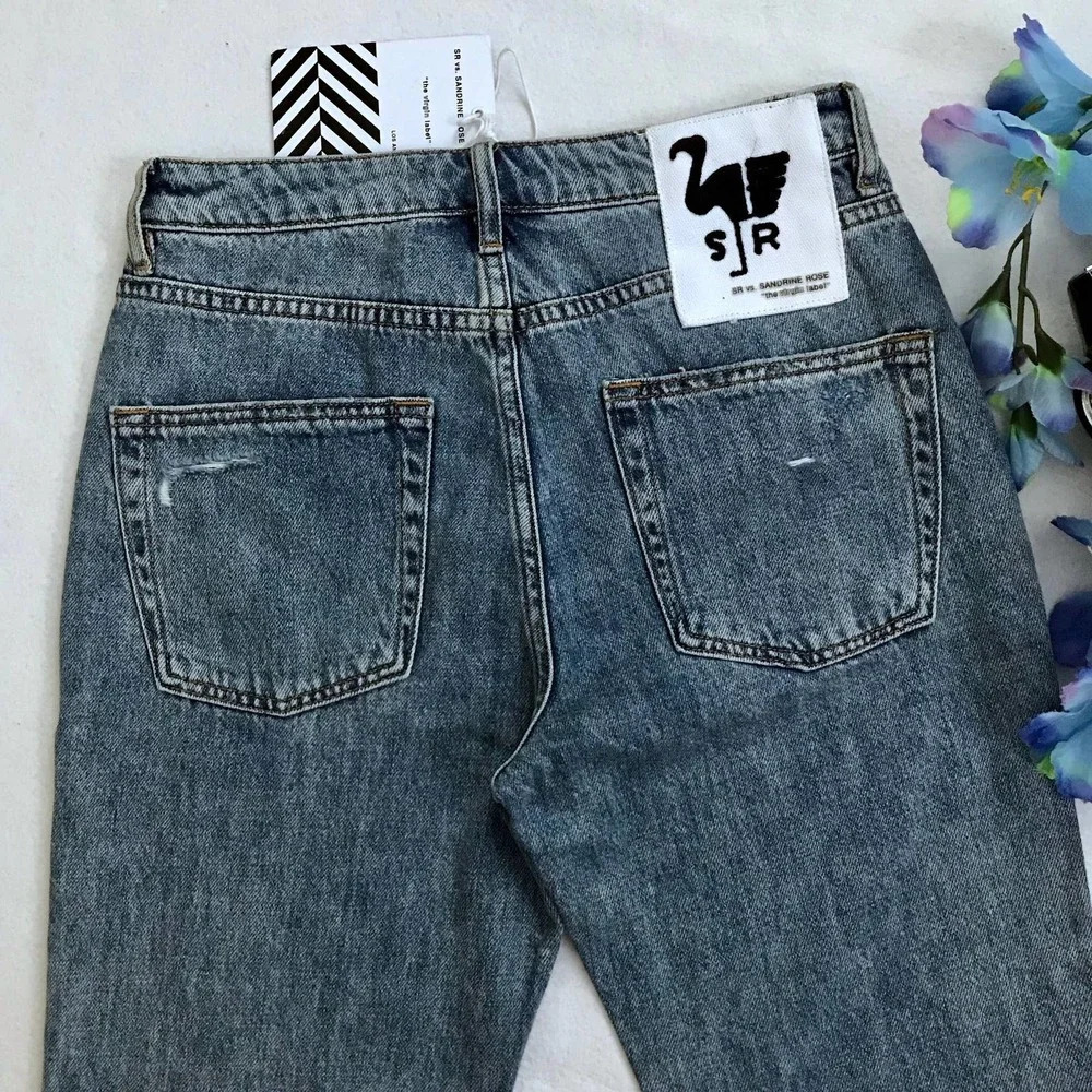 Free People Sandrine Rose NWT Medium Wash Distressed Jeans Women 27 - Picture 7 of 10